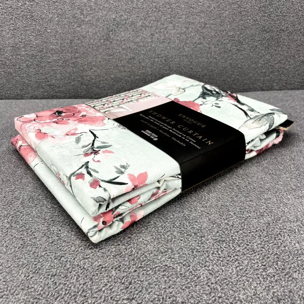 Envogue Home Shower Curtain 100% Cotton Floral Pink Tael Rose‎ cottage 72